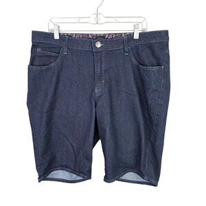 Womens Lee Riders Blue Denim Bermuda Shorts Dark Wash Cotton Blend Stretch 18W